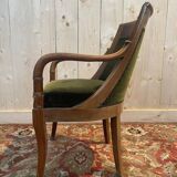 Restoration / Empire office chair in mahogany and green velvet
