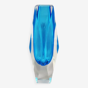 1960s blue vase by Flavio Poli for Seguso. made in italy