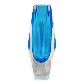 1960s blue vase by Flavio Poli for Seguso. made in italy