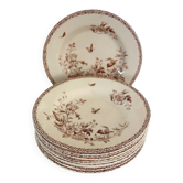 11 deep plates Terre De Fer Gien model Mai circa 1900