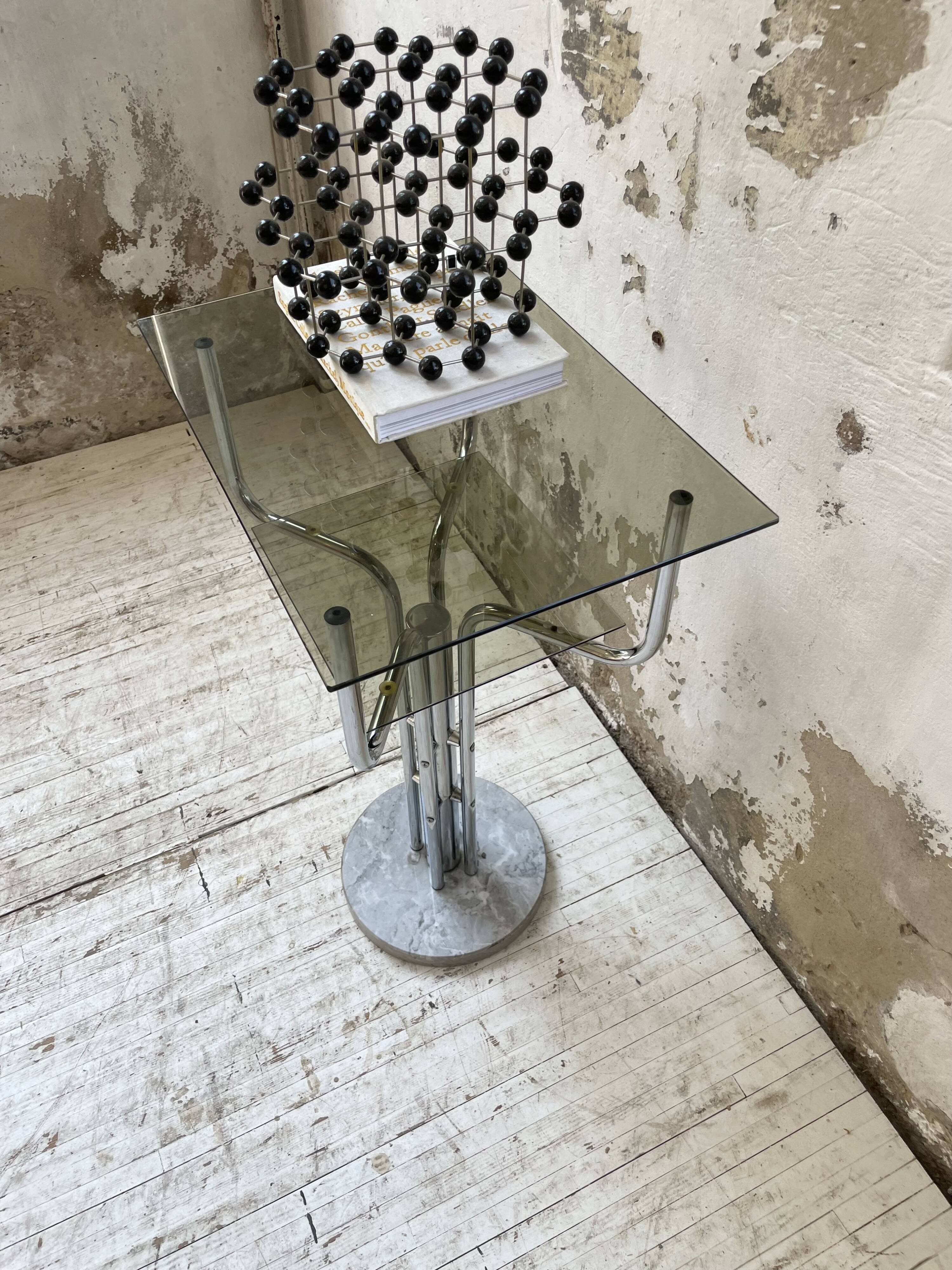 80s glass and marble console