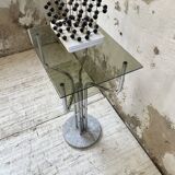 80s glass and marble console