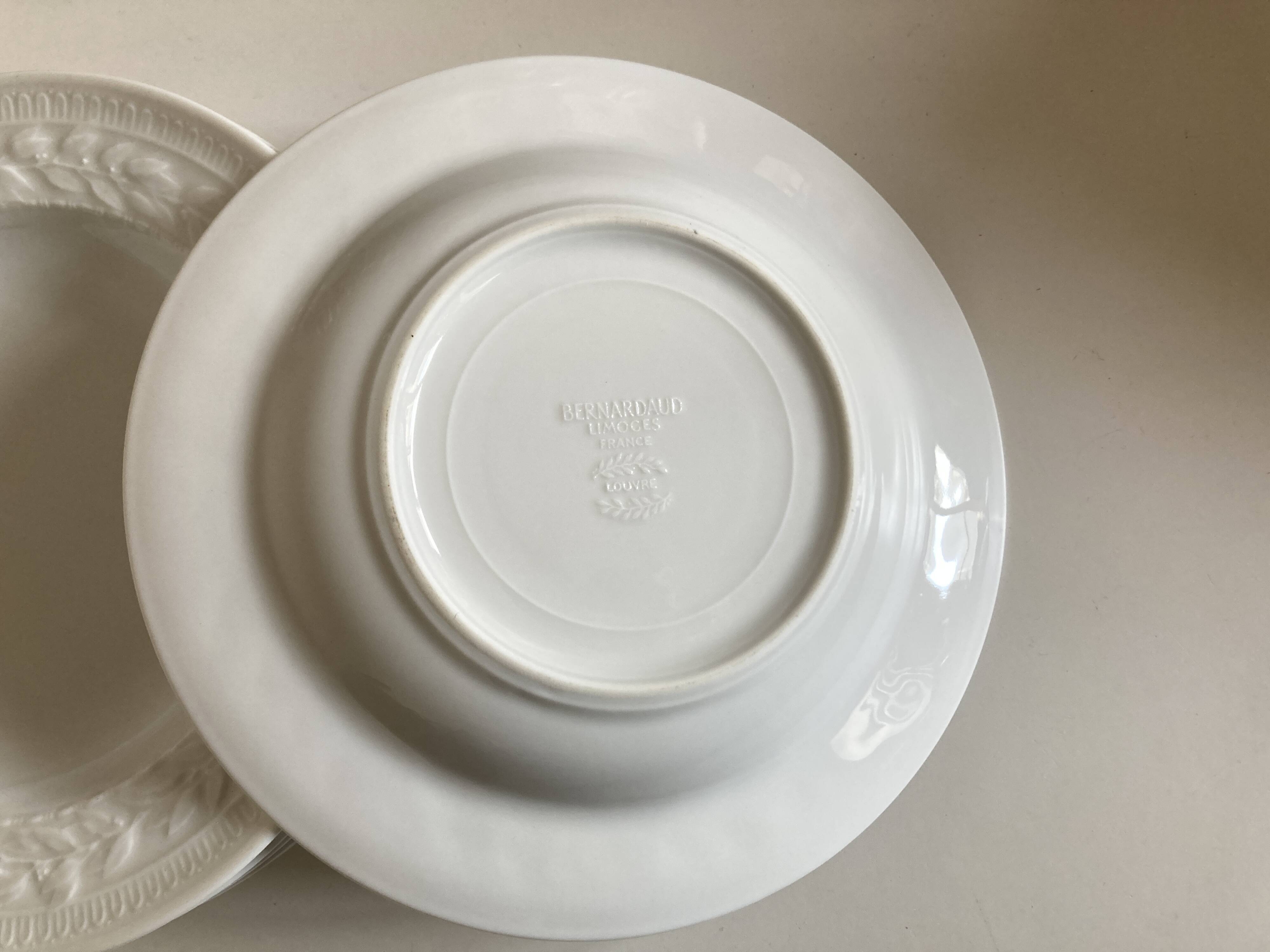 set of 6 Bernardaud Louvre neo-classical plates with laurel wreath