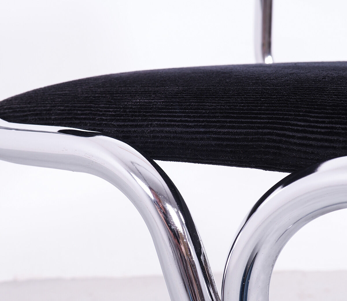Tubular chrome chairs with black corduroy, set of 4