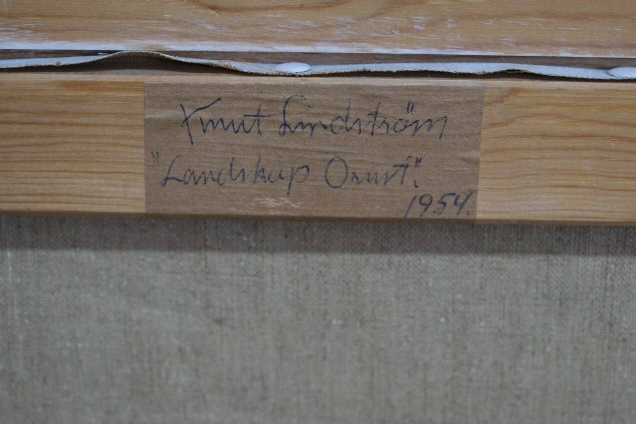 Knut lindström, swedish modern painting, 1954, oil on canvas, framed