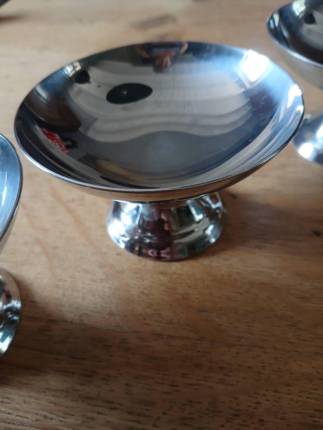 5 antique stainless steel ice cream cups