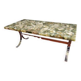 Table basse 70 en chrome et onyx