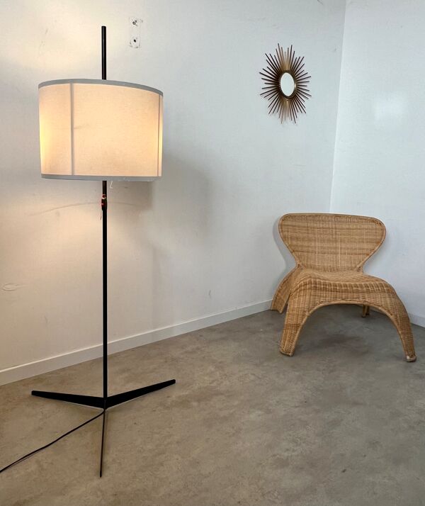 Ancien lampadaire design des années 50 en métal abat-jour réglable vintage