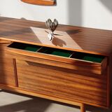 Vintage zebrano and walnut furniture from Morris of Glasgow.