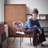 Chaise tissu motifs roses