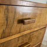 Tall chest of drawers, Art Deco weekly chest in flamed walnut, 1930-1940