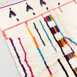 Moroccan Berber carpet azilal ecru with colorful patterns 264x147cm