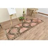 Vintage Turkish hallway rug handmade in orange-brown wool 93x291.