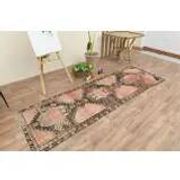 Vintage Turkish hallway rug handmade in orange-brown wool 93x291.