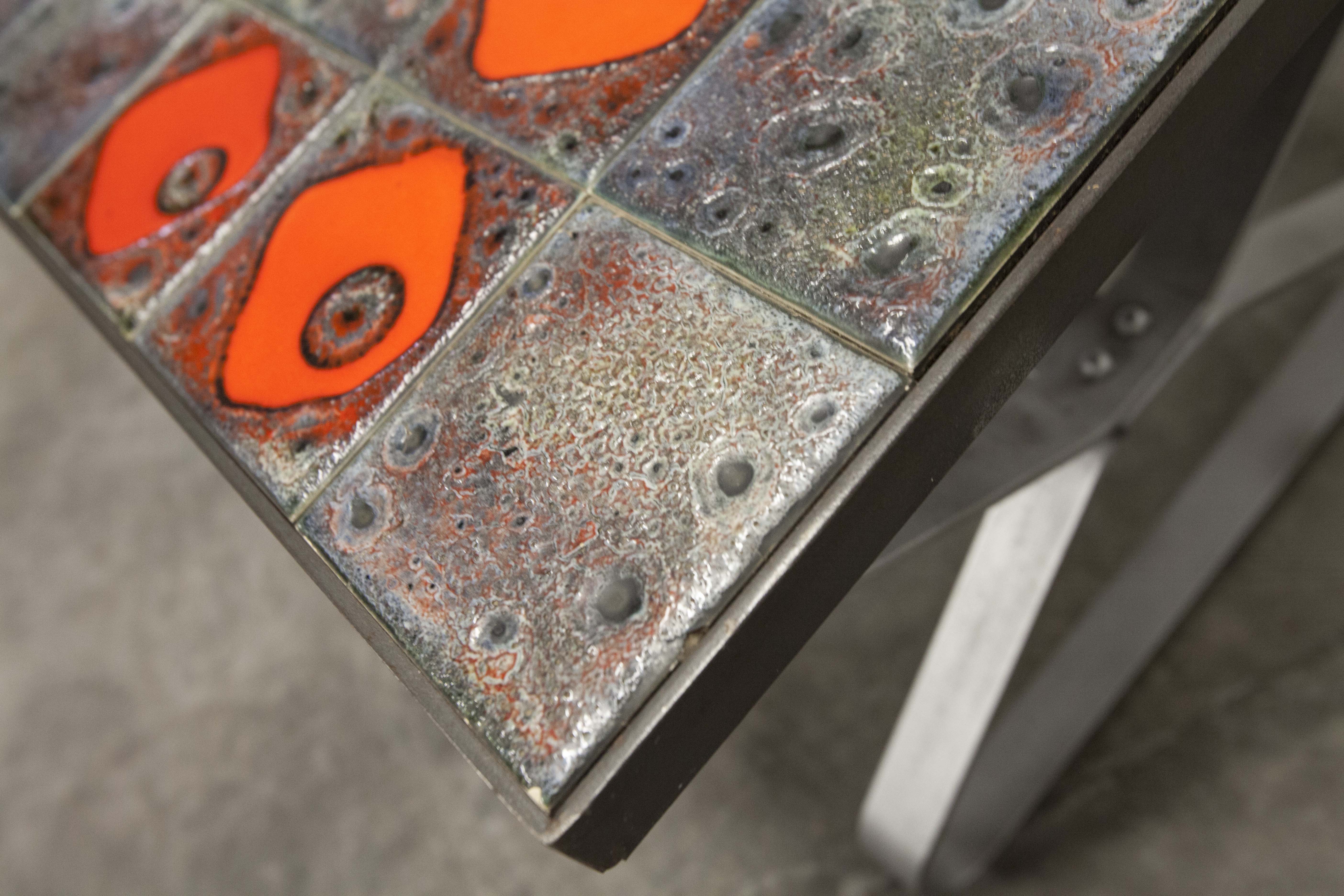 Seventies iron and ceramic coffee table