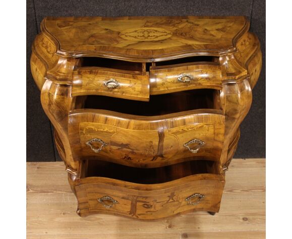 Venetian Dresser In Inlaid Wood Selency, Wood Inlaid Dresser