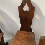 Set of six natural wood chairs "Brutalist art" 20th century