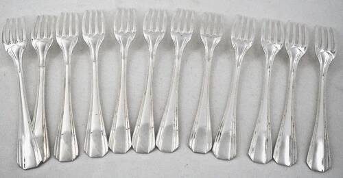 Christofle Boréal 12 Art Deco table forks silver-plated excellent condition