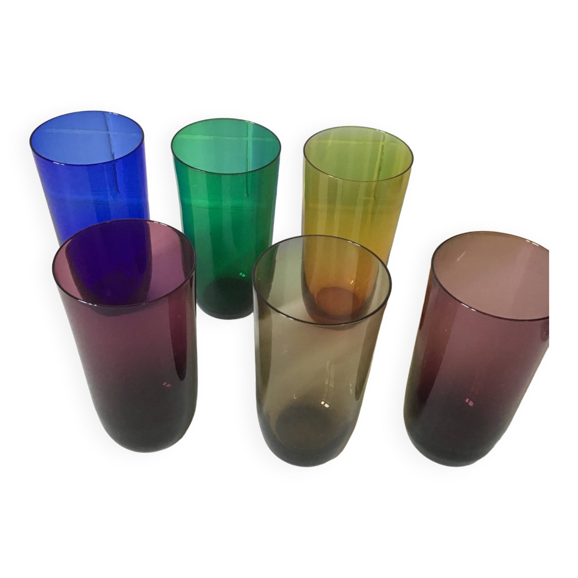 6 colored orangeade glasses
