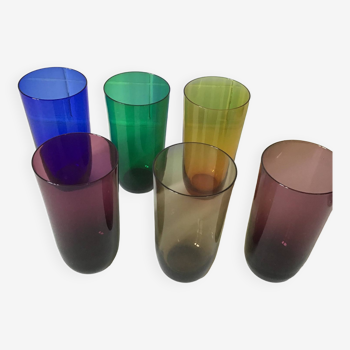 6 verres à orangeade de couleur