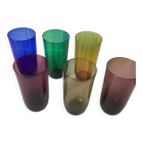 6 colored orangeade glasses