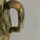 Glazed clay pitcher vase mixed earth 1970