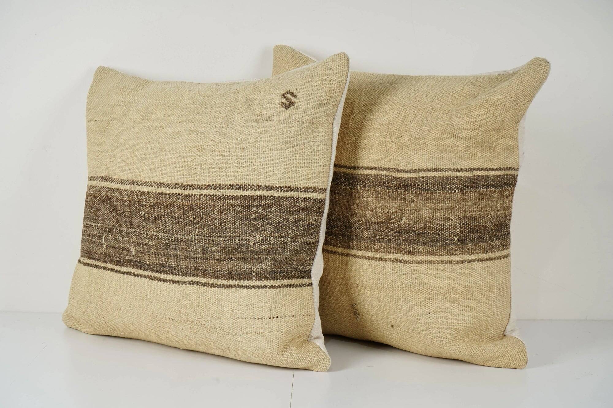 Set of 2 vintage kilim cushion covers 58x58 cm