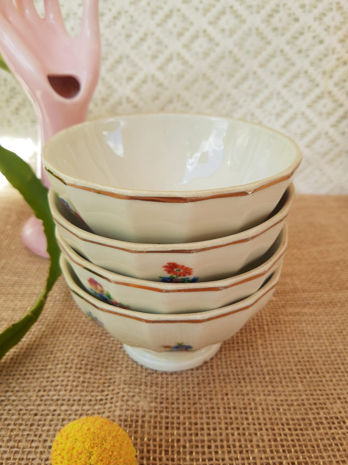 Set of 4 porcelain bowls of old limoges