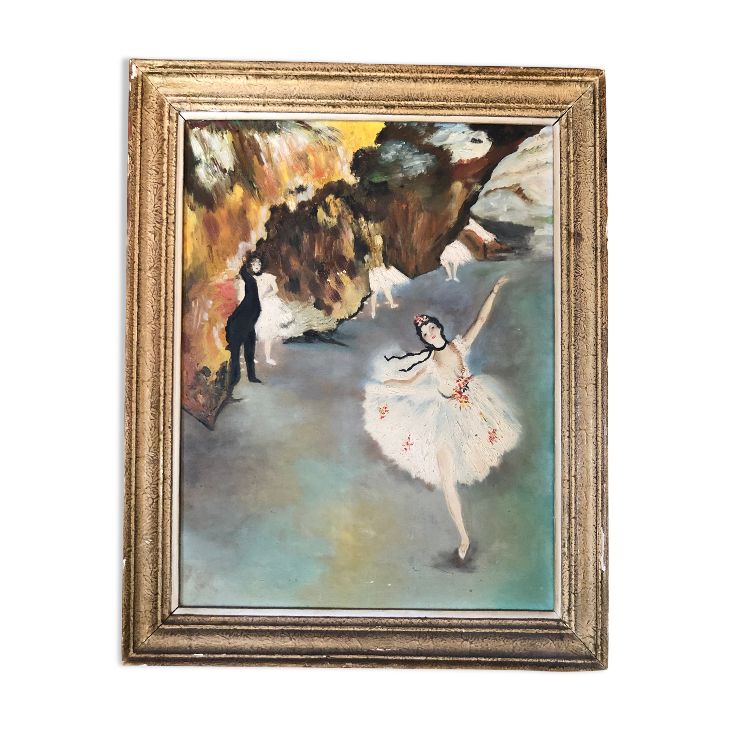 Huile sur panneau : danseuse
