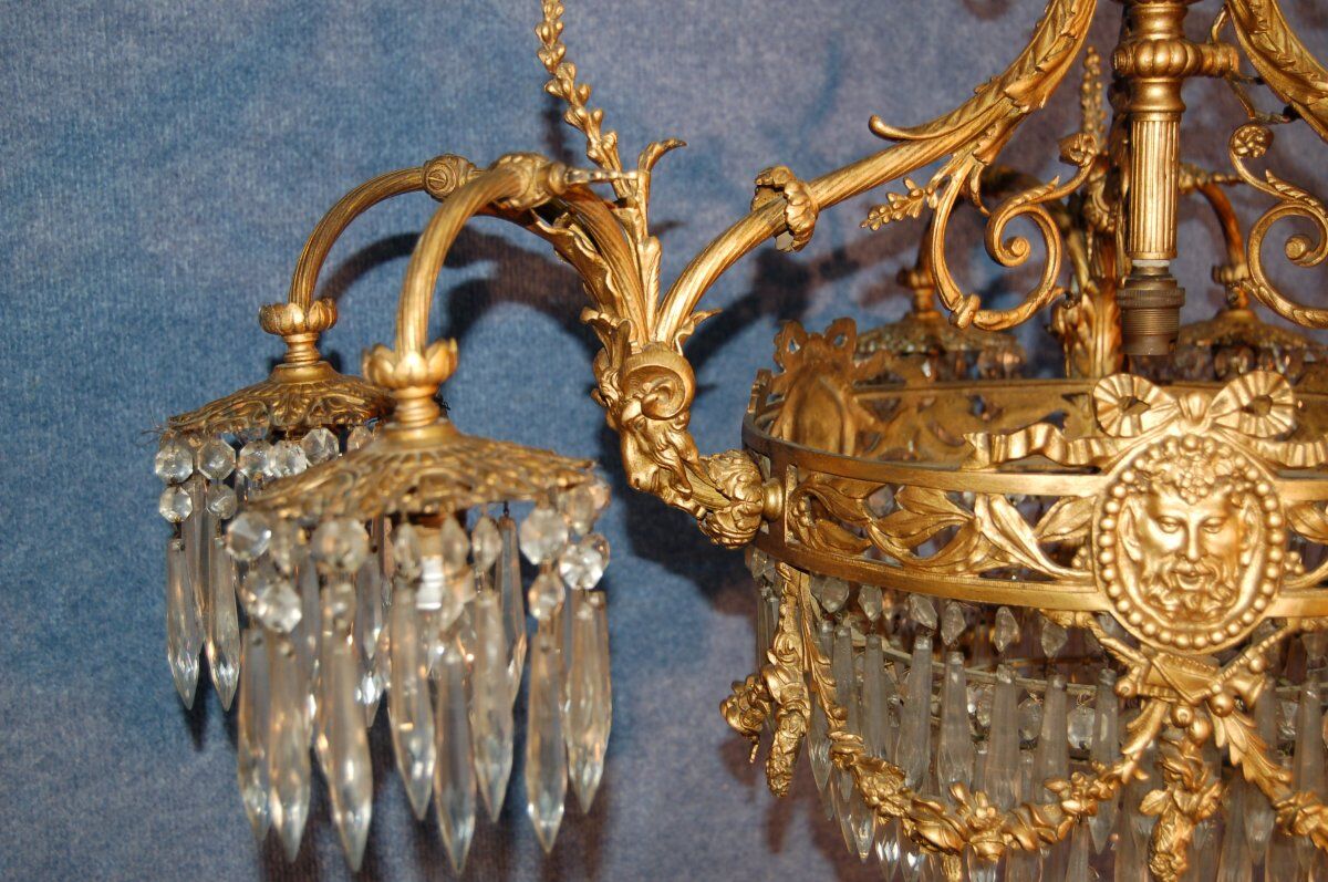 Gilded bronze chandelier and tassels late nineteenth century