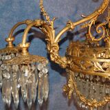 Lustre en bronze doré et pampilles fin XIXe siècle