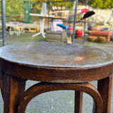 Set of four curved wooden stools stamped Baumann model 92.