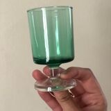 Set of 7 green glasses made in France