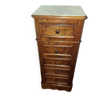 Walnut burl bedside cabinet