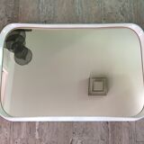 Rectangular mirror, horizontal or vertical, in white lacquered wood, 1970s.