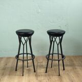 2 tabourets pivotant design Yamakado en cuir noir