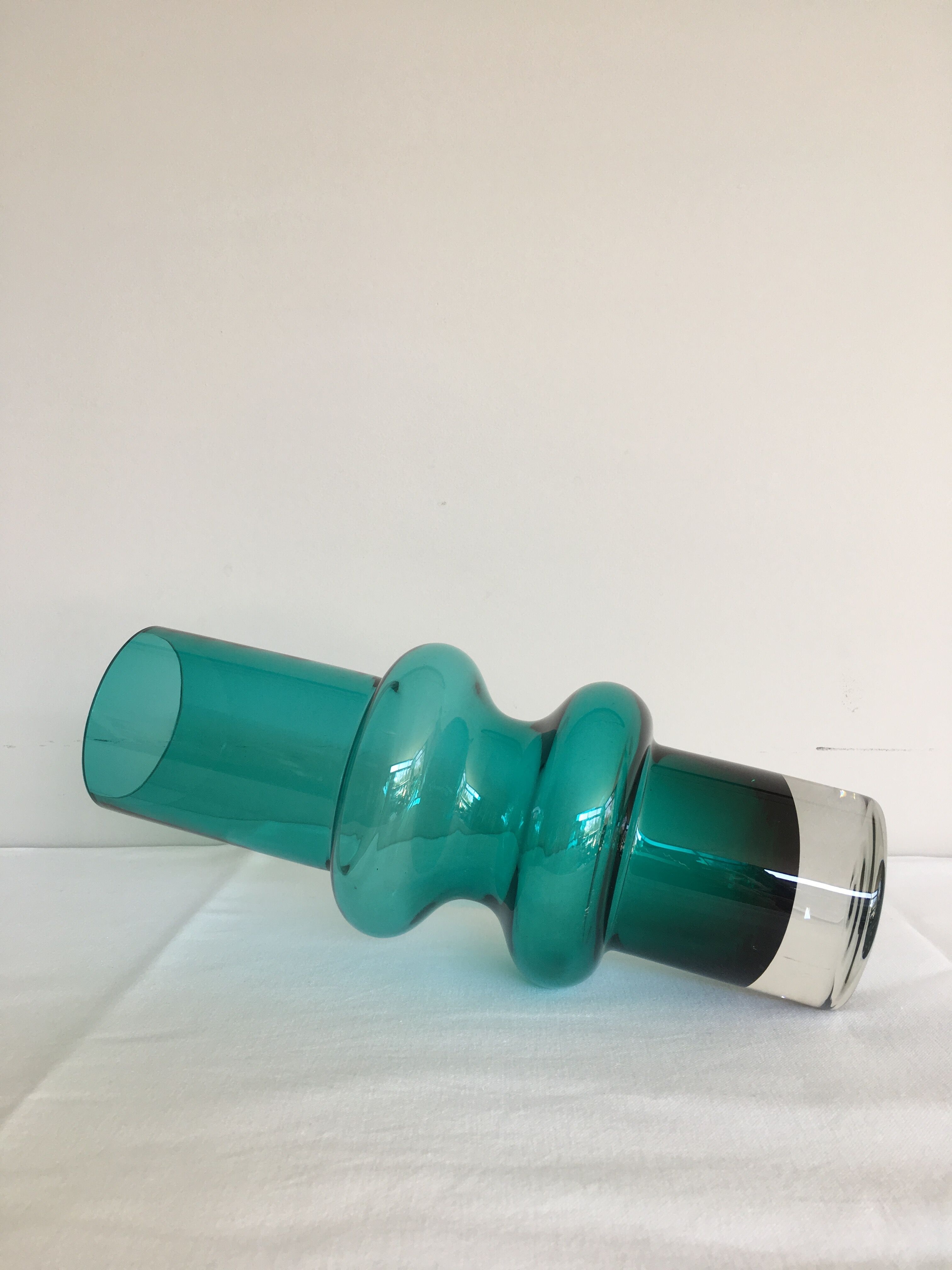 Vase tube green tinted glass