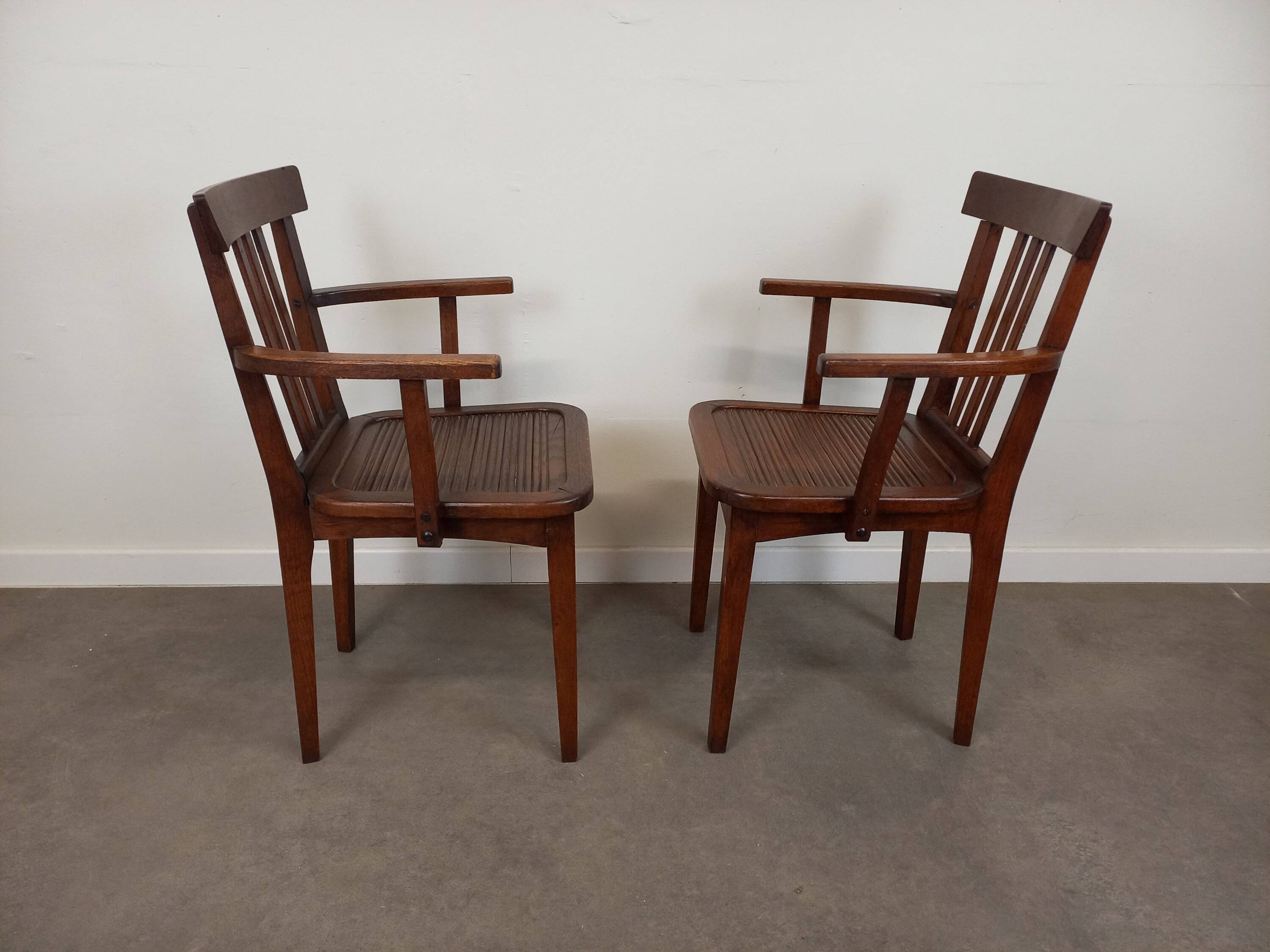 Pair of wooden bridge armchairs