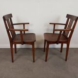 Pair of wooden bridge armchairs