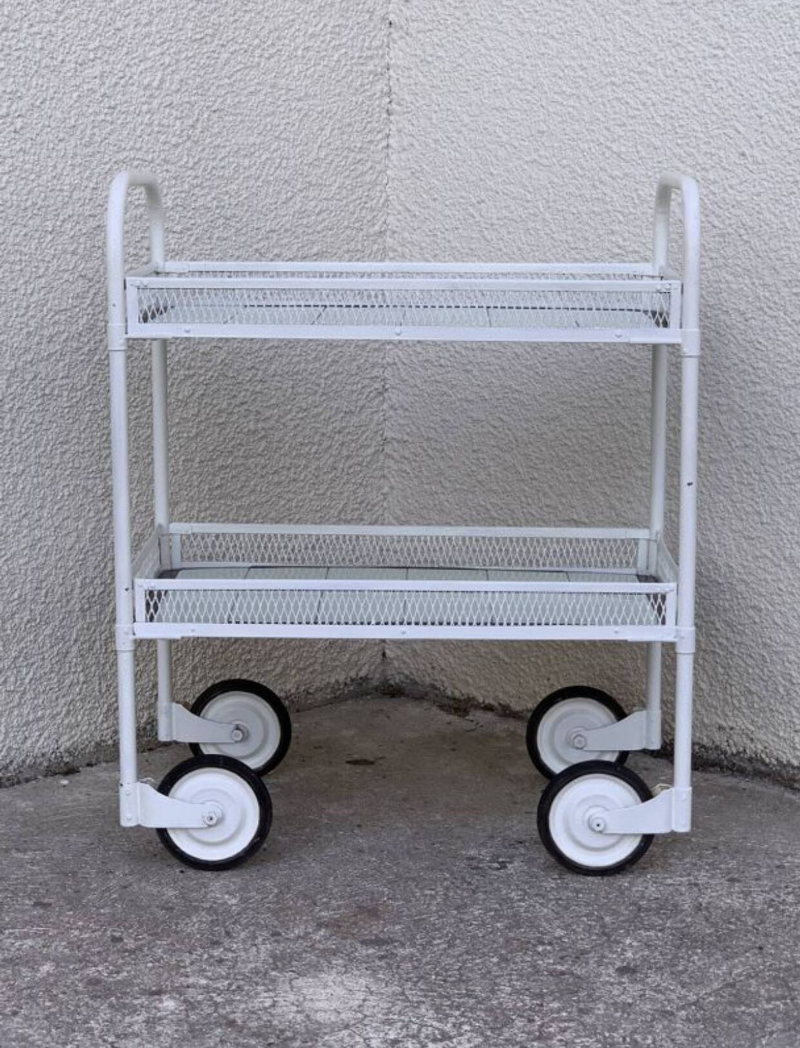 Vintage metal dessert trolley, openwork, 1950s.