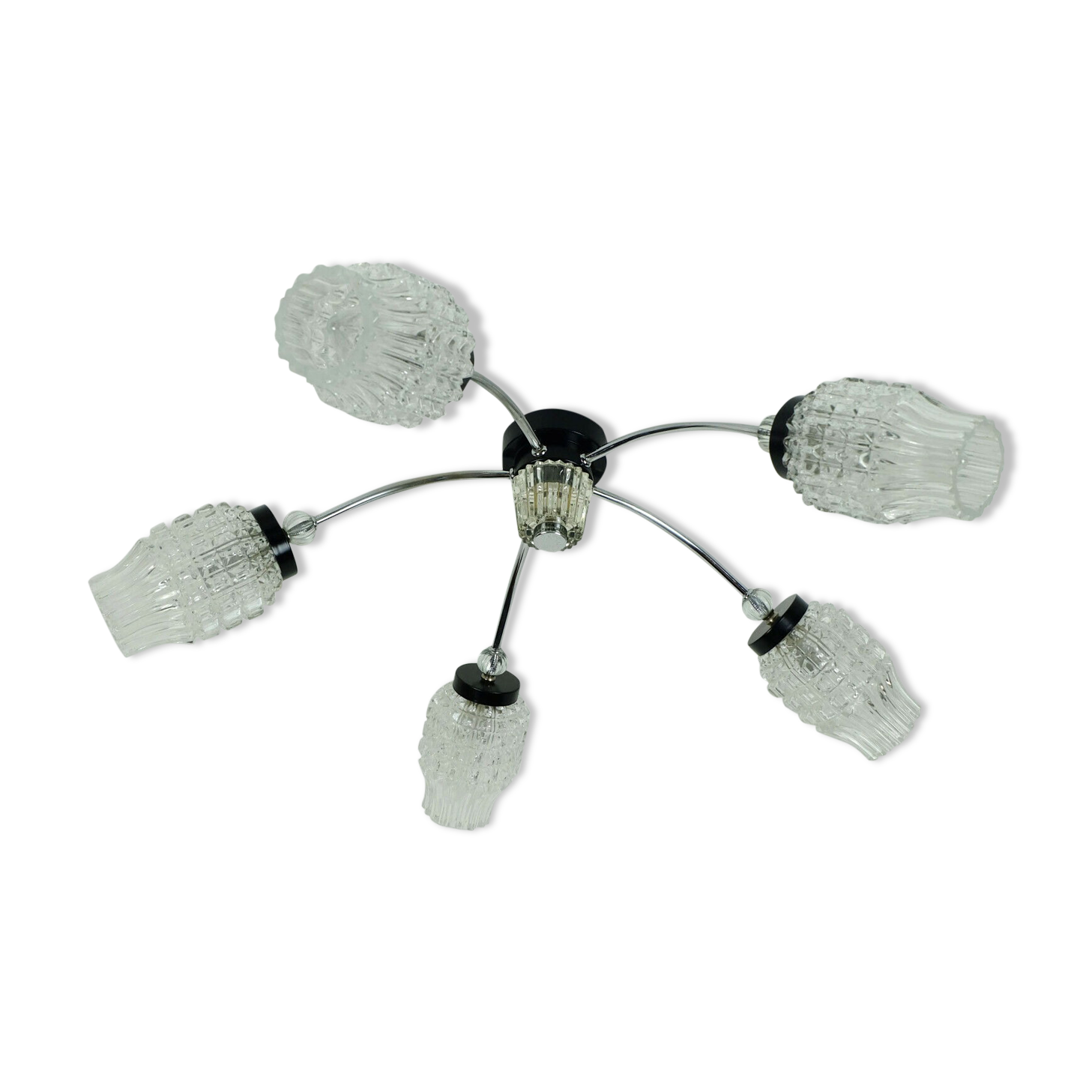 1960's mid century 5-light sputnik spider CEILING LIGHT chrome metal glass