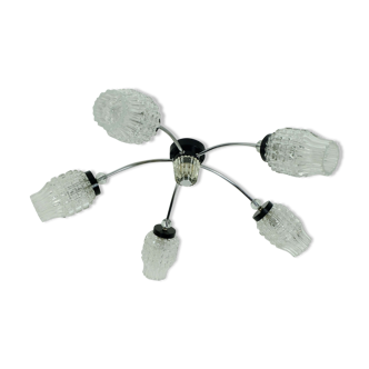 1960's mid century 5-light sputnik spider CEILING LIGHT chrome metal glass