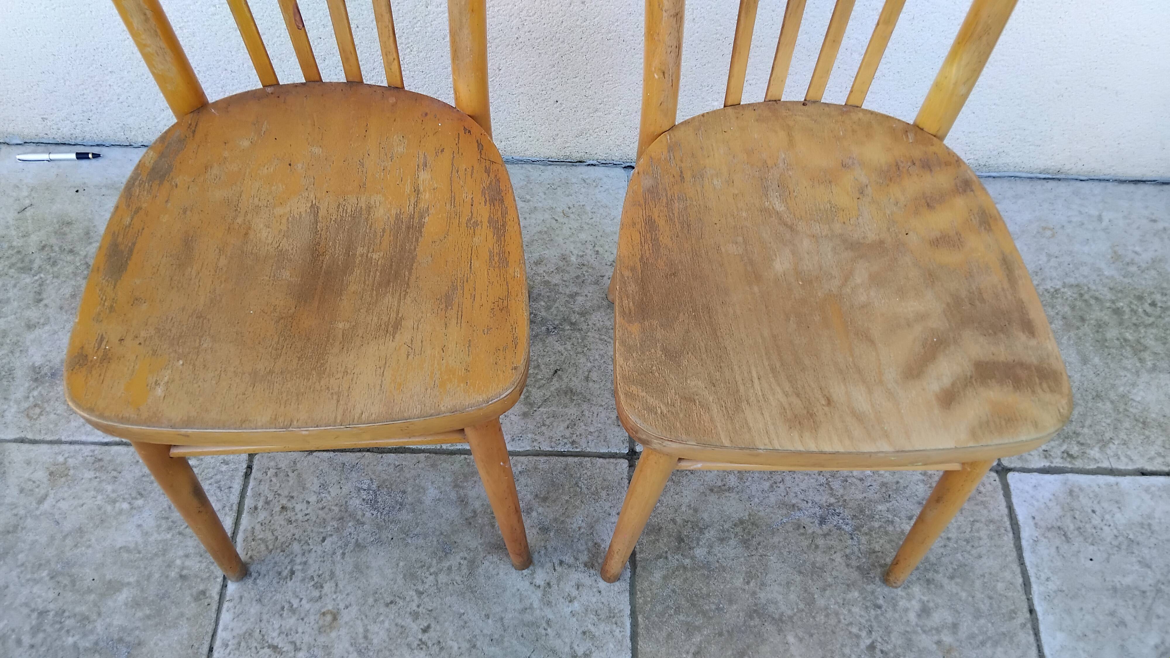 2 light bistro chairs thonet stamped czechoslovakia vintage