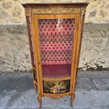 Louis xv curved display case with romantic scene