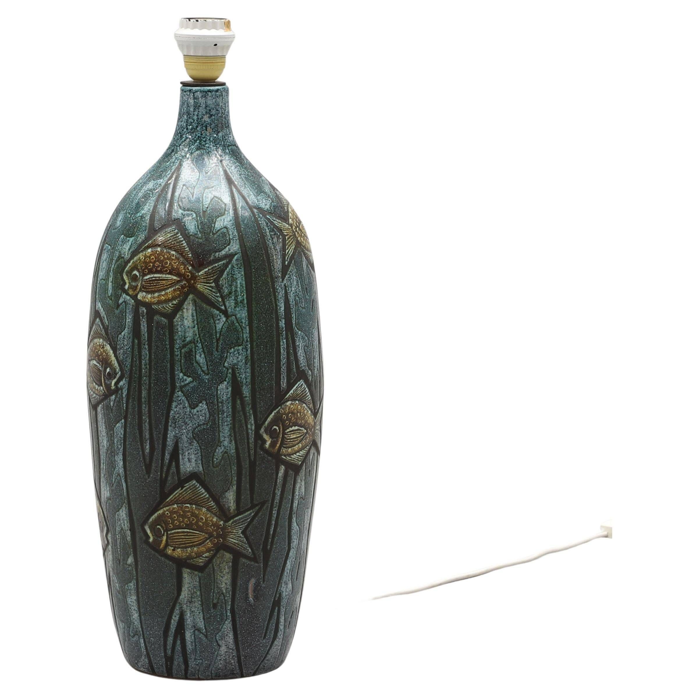 Bonnie Rehnkvist Ceramic table lamp for Torngrens, Falkenberg, Sweden, 1960