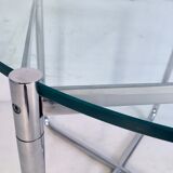 Glass and chrome side table by Mies Van Der Rohe for Knoll, 1970