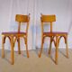 Six vintage Baumann bistro chairs in blond wood