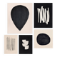 Collection of 5 black paintings on paper signed Eawy.