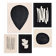 Collection of 5 black paintings on paper signed Eawy.