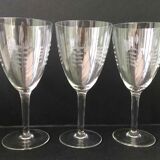 Set of 8 crystal wine glasses engraved 1960